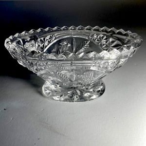 Vintage Hofbauer Byrdes Birds Lead Crystal Miniature Trinket Candy Dish Germany